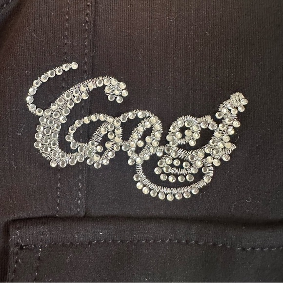 Coogi Black Sparkle Bomber Jacket Girls XL Spell Out Bling Embellished Military - Picture 3 of 12